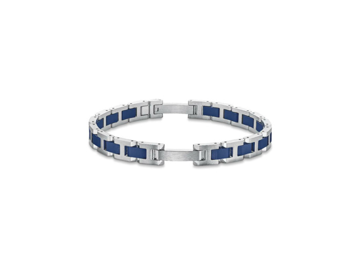 Bracelet Herbelin Cap Camarat en acier brossé et céramique bleue sablée