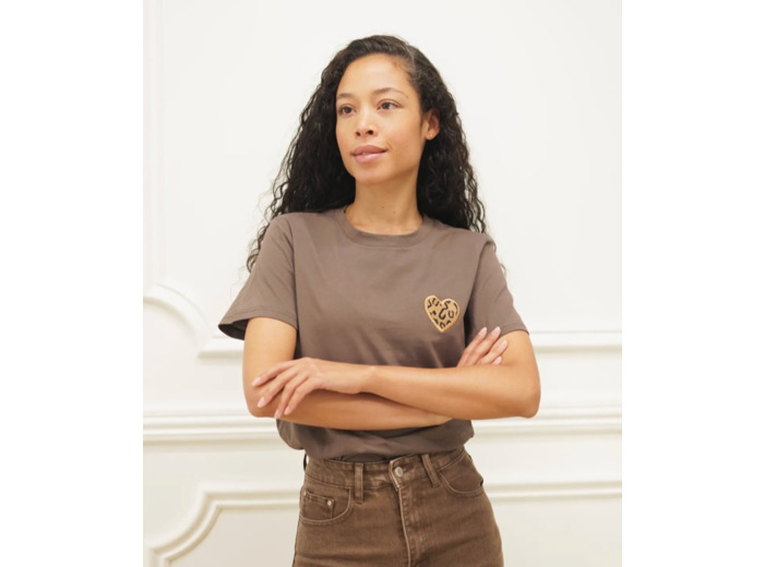t-shirt Léona motif coeur léopard