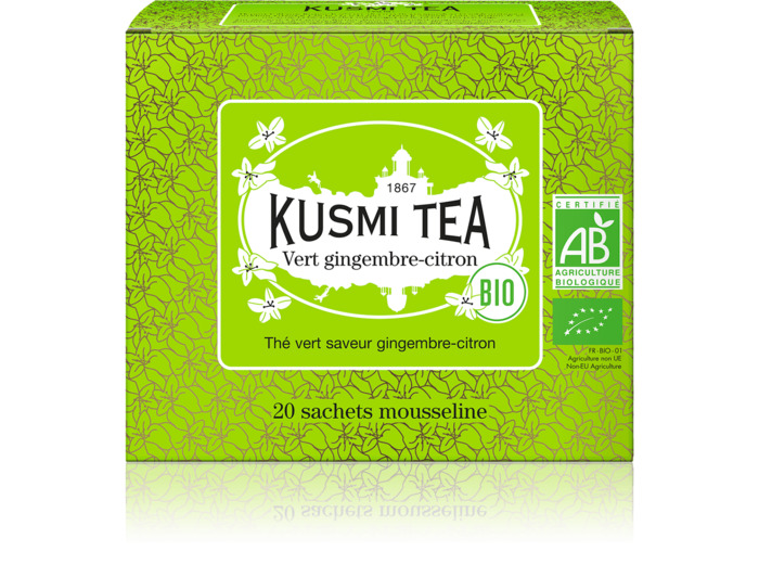 Thés Aromatisés Verts Vert Gingembre-Citron Bio - Etui 20 sachets mousseline - 40gr
