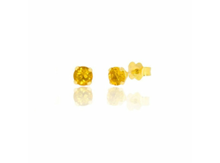 Boucles d'oreilles puces en or jaune et améthyste, 4mm