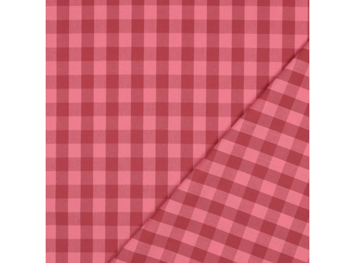 Poppy - Tissu Fil à Fil Carreaux Bordeaux/ Rose