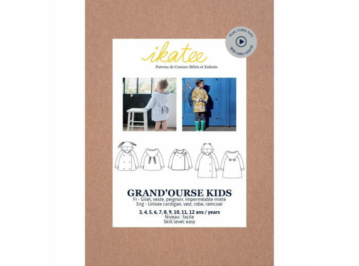 Ikatee – Patron Enfant Gilet, Veste, Imperméable ou Peignoir Mixte "Grande Ourse Kids" de 3 à 12 ans