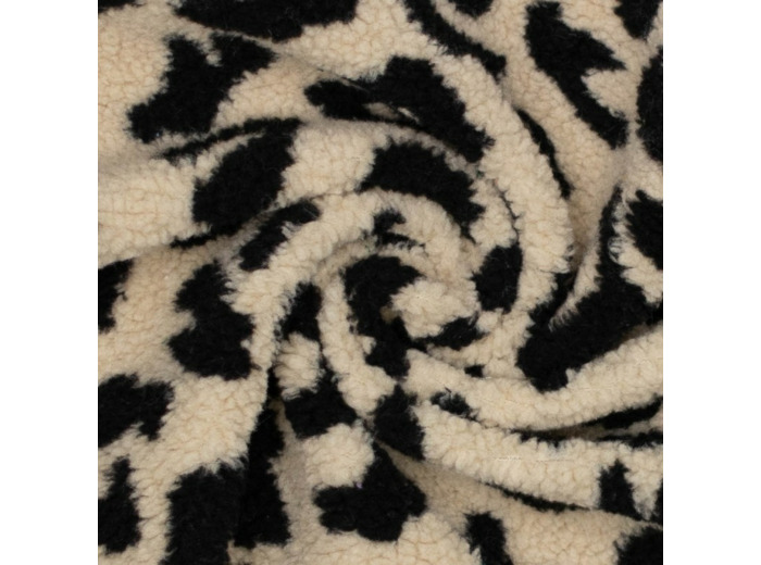 Sélection Coup de Coudre - Tissu Maille Sherpa à Motif Léopard Beige et Noir