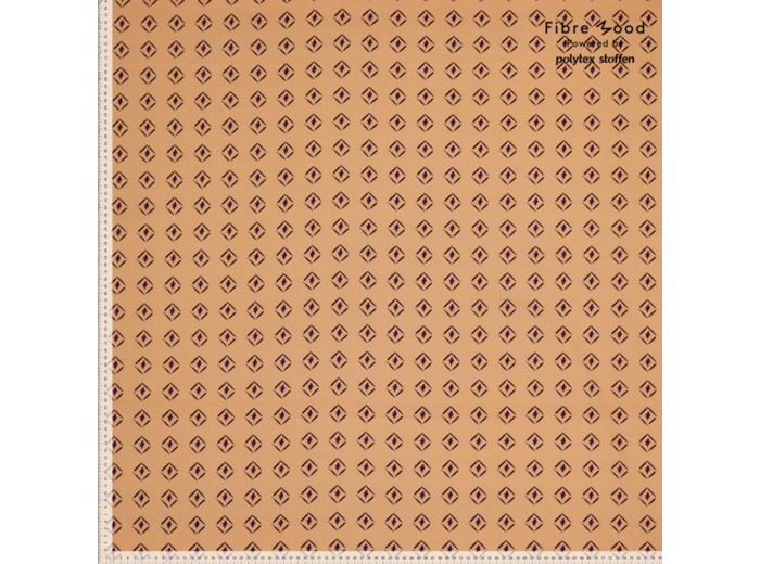 Fibre Mood - Tissu Popeline de Coton "Elora" Imprimé Losange Noir et Violet sur un Fond Beige