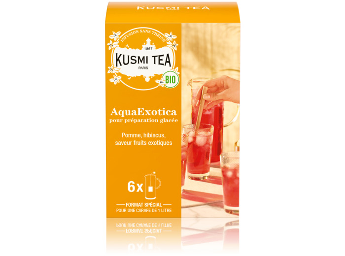 Infusions & Déthéinés AquaExotica Bio - Etui carton 6 grands sachets pour thé glacé - 48 gr