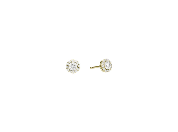 Boucles d'oreilles Recarlo Anniversary Halo en or jaune et diamants naturels 0.41 ct