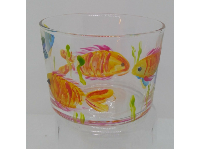 Verres à bodega motifs poissons peints main