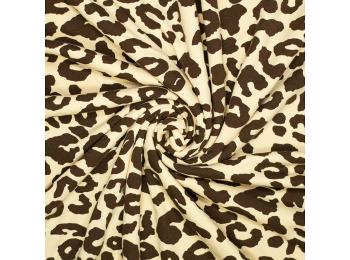 Sélection Coup de Coudre - Tissu Jersey Sweat de Coton Gratté Imprimé Léopard