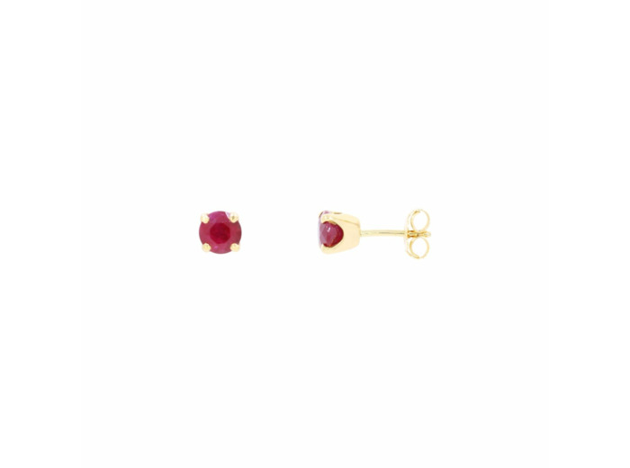Boucles d'oreilles puces en or jaune et rubis