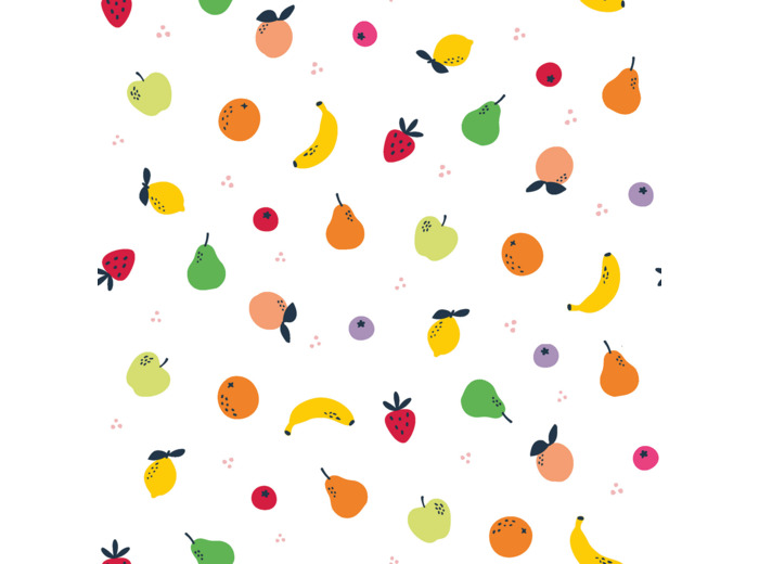 Sélection Coup de coudre - Popeline de Coton Fruits sur le Fond Blanc