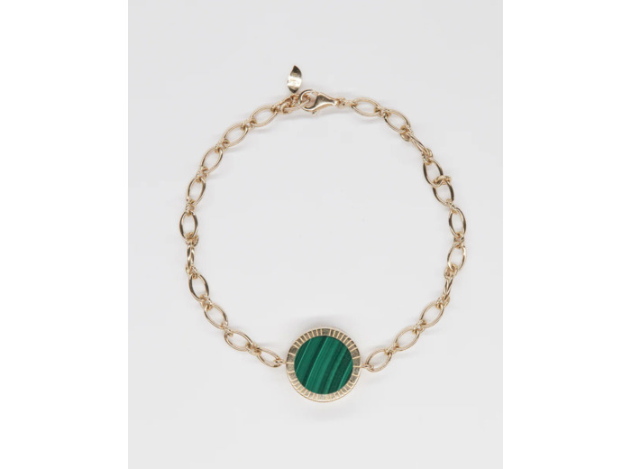 Bracelet - Chaîne maillon ovale - Grand - Malachite vert