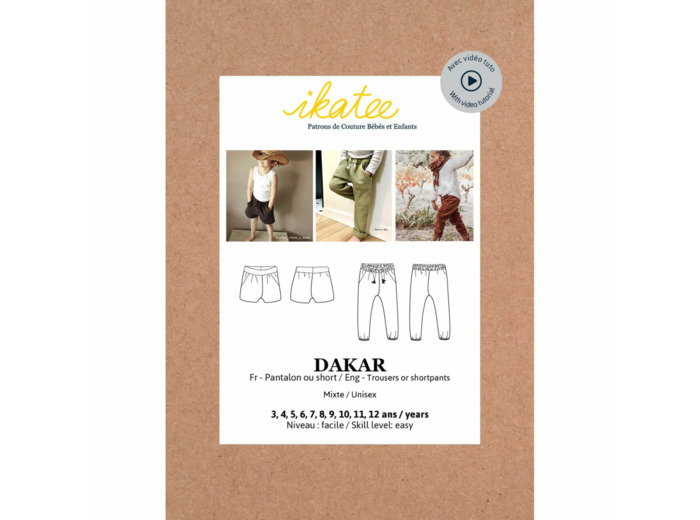 Ikatee – Patron Enfant Pantalon ou Short "Dakar" de 3 à 12 ans