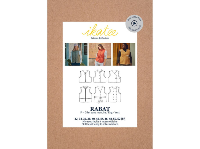 Ikatee – Patron Femme Gilet Sans Manche "Rabat" du 32 au 52