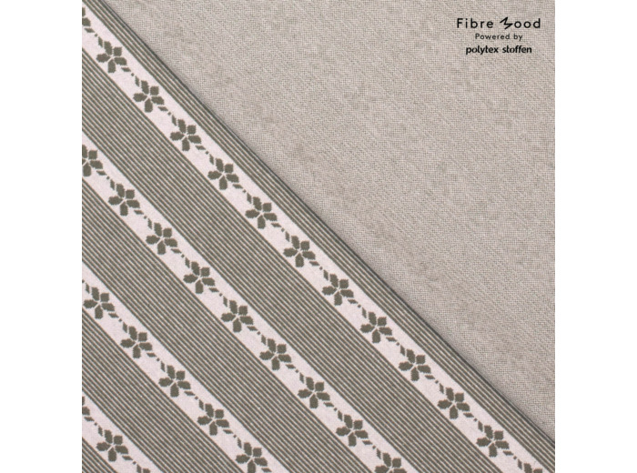 Fibre Mood - Tissu Jacquard de Coton Bio "Thea" Rayures Floral Vert Kaki