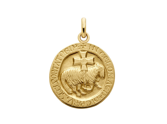 Médaille Arthus Bertrand Agneau de Cluny F. mince 18 mm or jaune poli