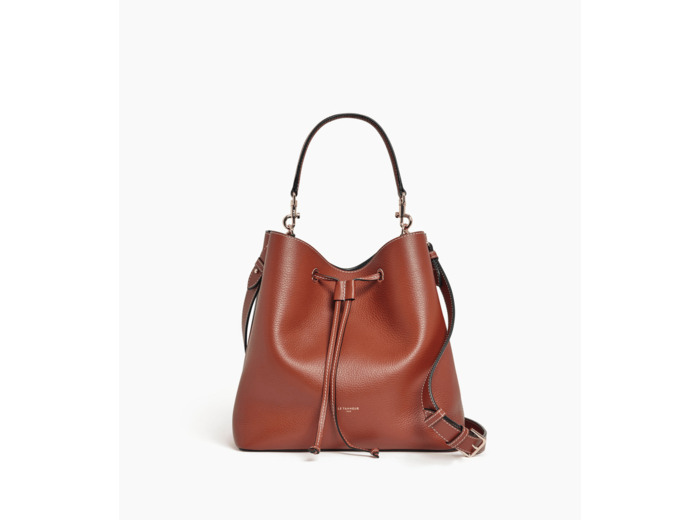Grand sac seau Louise en cuir grainé