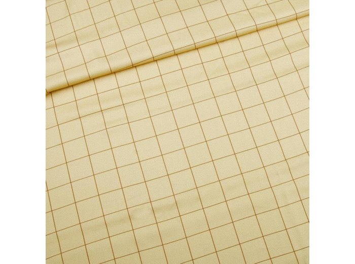 Sélection Coup de coudre - Tissu Twill de Viscose à Motif Carreaux Marrons sur le Fond Jaune Pale - coupon 3m