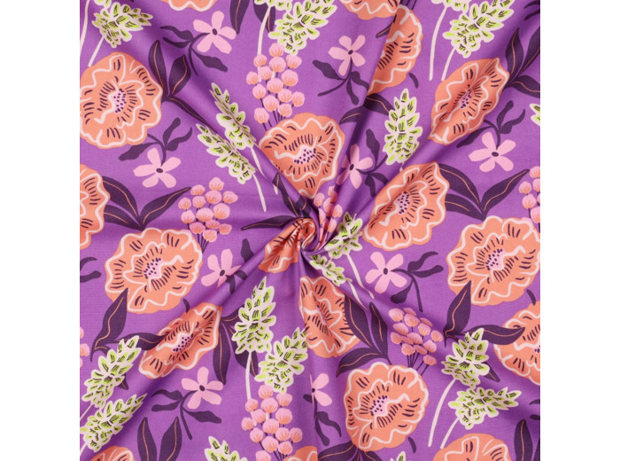 Nerida Hansen - Popeline de Coton "FRESH FLOWERS" Violet