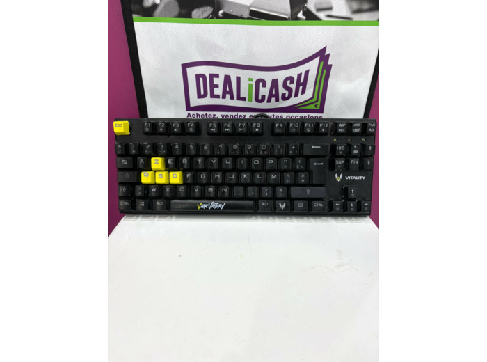 CLAVIER GAMING MÉCANIQUE FILAIRE AZERTY VITALITY RED TKL NOIR ET JAUNE