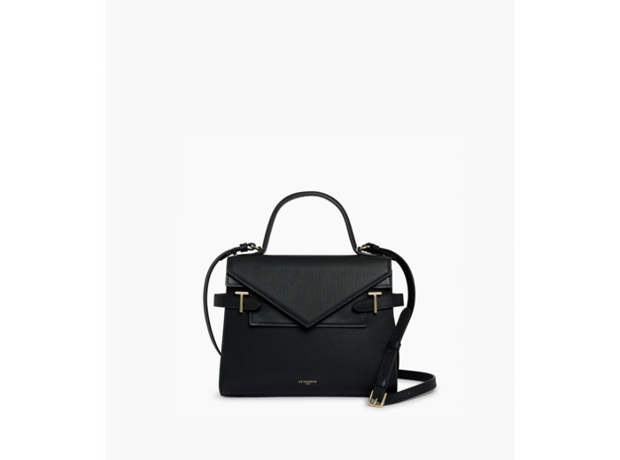 Sac à main double rabat moyen modèle Emilie en cuir signature T