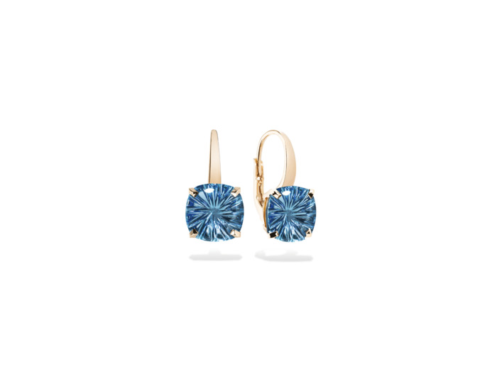 Boucles d'oreilles Cesare Pompanon Poppy Blue en or rose et topaze bleu london