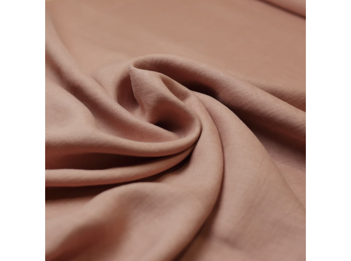 Sélection Coup de Coudre - Tissu Toile de Pur Lin Lavé Uni Bois de Rose