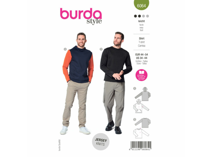 Burda Style – Patron Homme Sweat-Shirt Classique n°6064 du 44 au 54