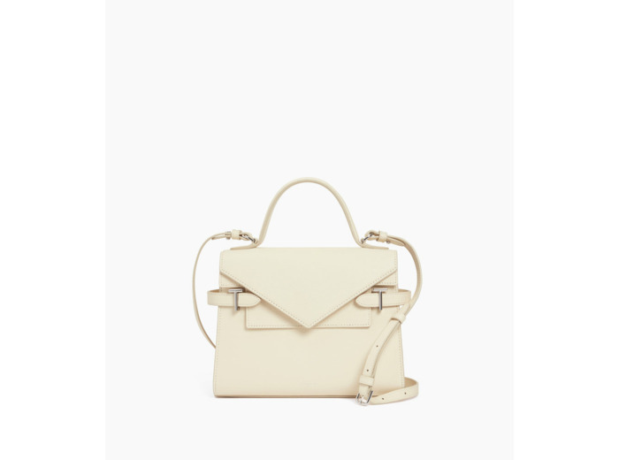 Sac à main double rabat moyen modèle Emilie en cuir grainé