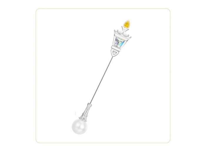 Broche Lampadaire Plaqué Or Blanc