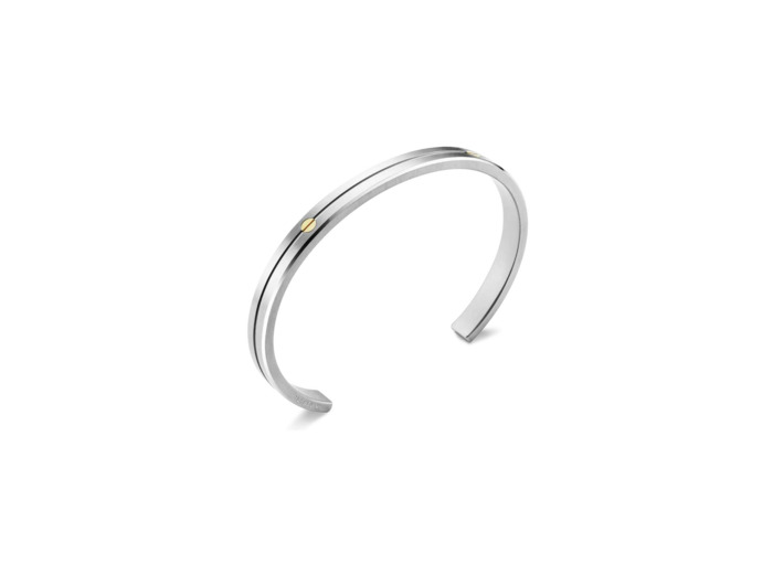 Jonc Herbelin Newporten acier brossé et vis en or jaune