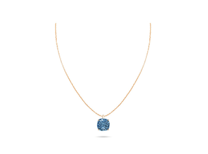Collier Cesare Pompanon Poppy Blue en or rose et topaze bleu london