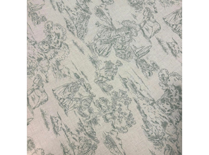 Sélection Coup de Coudre - Tissu en Coton et Lin Toile de Jouy - Vert