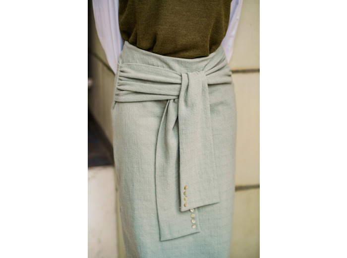 Fibre Mood - Tissu Crêpe de Coton "Mireya" Uni Couleur Celadon