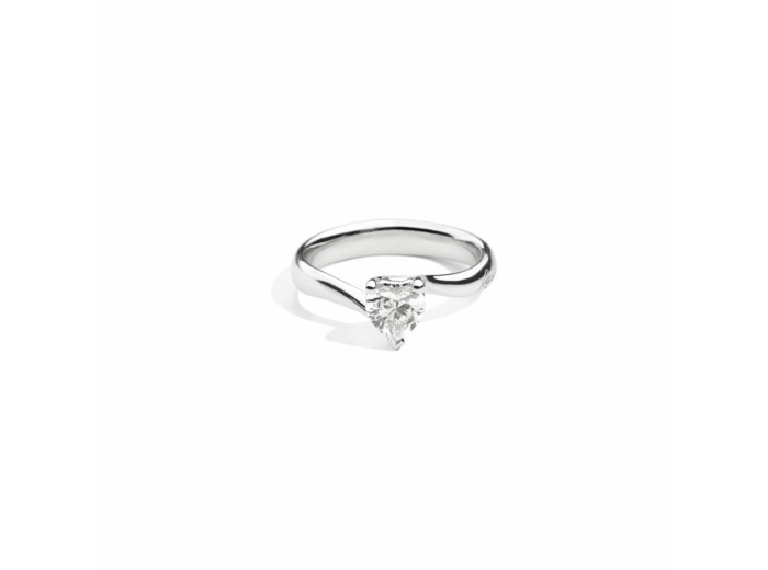 Solitaire Recarlo Anniversary Love Valentin en or blanc et diamant, taille 52