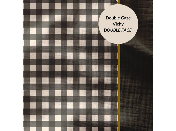 Sélection Coup de coudre - Tissu Double Gaze Vichy Double Face Couleur Noir