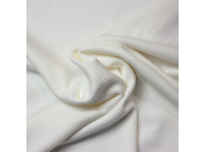 Sélection Coup de Coudre - Tissu Maille de Coton Côtes Fines Couleur Blanc