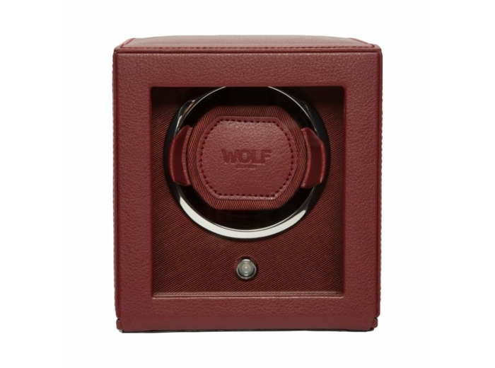 Remontoir pour montre automatique Wolf 1834 en cuir vegan bordeaux