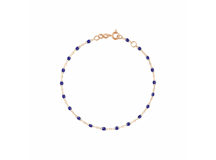 Bracelet Gigi Clozeau Classique en or rose et résine bleu prusse, 19cm
