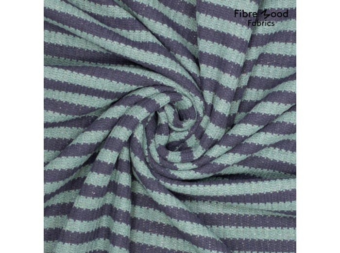 Fibre Mood - Tissu Maille de Coton "Hoda" Gros Côtes Rayures Vert