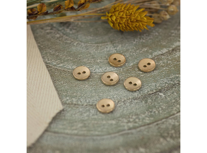 See You At Six - Bouton de Couture en Métal Texture Coloris Or Doux (10 mm)