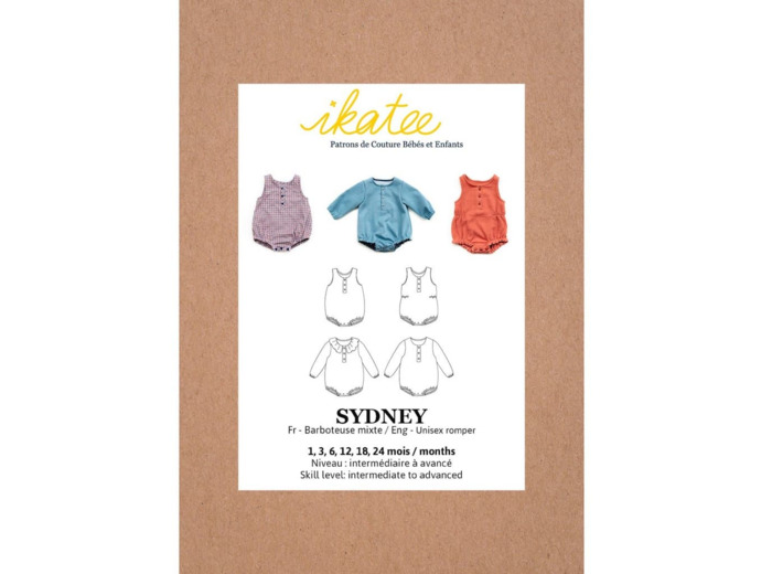 Ikatee – Patron Enfant Barboteuse "Sydney" de 1 à 24 mois