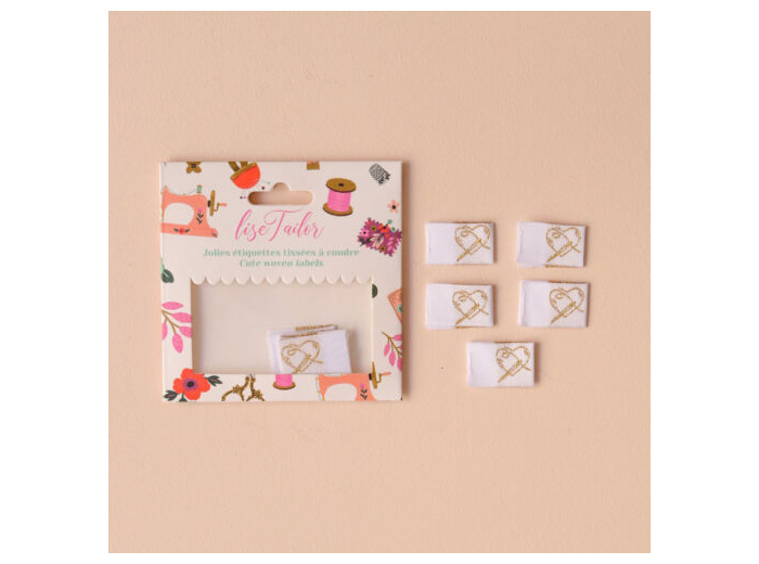 Lise Tailor – Lot 5 Étiquettes Tissées Coeur doré