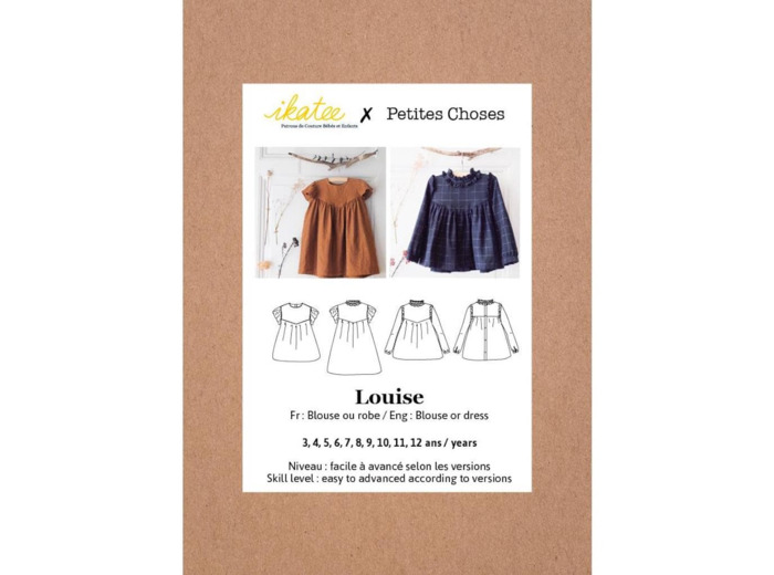 Ikatee – Patron Enfant Blouse ou Robe "Louise" de 3 à 12 ans