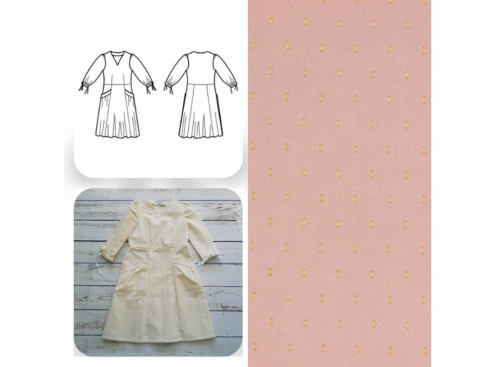 Christine Charles – Kit Couture Robe Eleanora Viscose Plumetis Dorés Couleur Vieux Rose