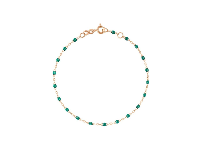Bracelet Gigi Clozeau Classique en or rose et résine vert émeraude, 19cm