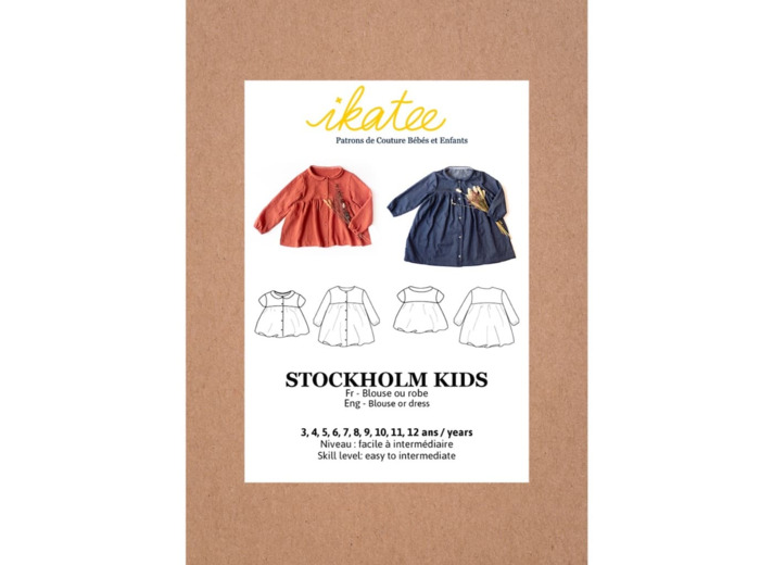 Ikatee – Patron Enfant Blouse ou Robe "Stockholm KIDS" de 3 à 12 ans