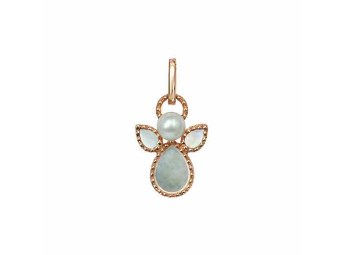 Pendentif Isabelle Langlois Mon Ange en or rose et nacre blanche, perle blanche