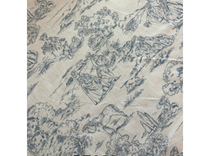 Sélection Coup de Coudre - Tissu en Coton et Lin Toile de Jouy - Bleu