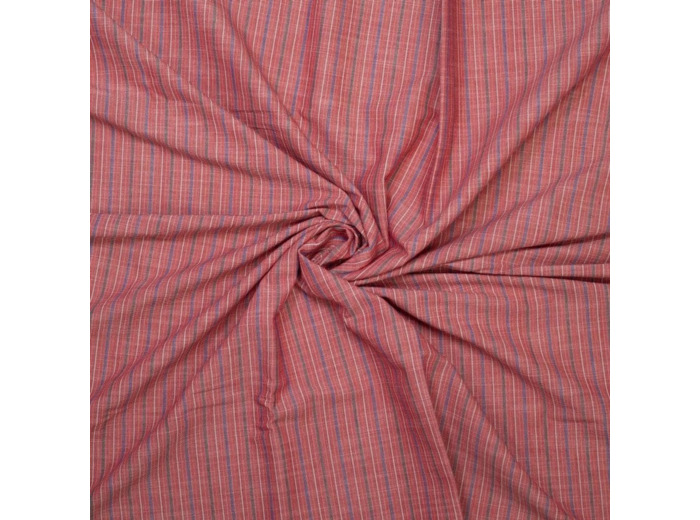 Sélection Coup de coudre - Tissu Jacquard de Coton à Motif Rayures Fines sur le Fond Rouge - coupon 1,5 m