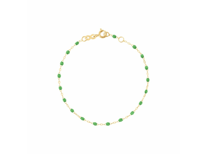 Bracelet Gigi Clozeau Classique en or jaune et résine vert prairie, 17cm